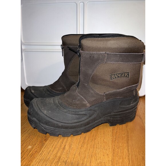 RANGER BROWN LEATHER THERMOLITE LINERS FRONT ZIP‎ ANKLE MEN'S 11 BOOTS - Picture 1 of 8